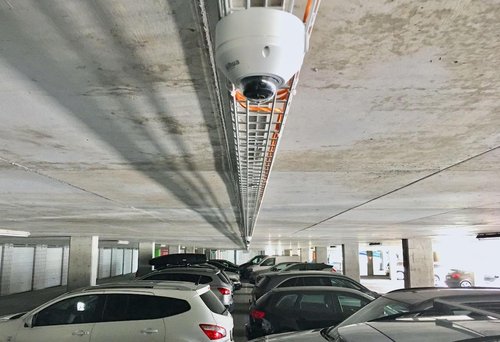 Dahua fisheye cameras installed in Saas Feed parking garage guide drivers to free parking spots with Parquery