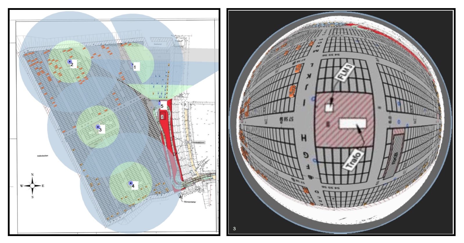Parquery simulates the view from cameras, in order to optimize the customer's infrastructure.