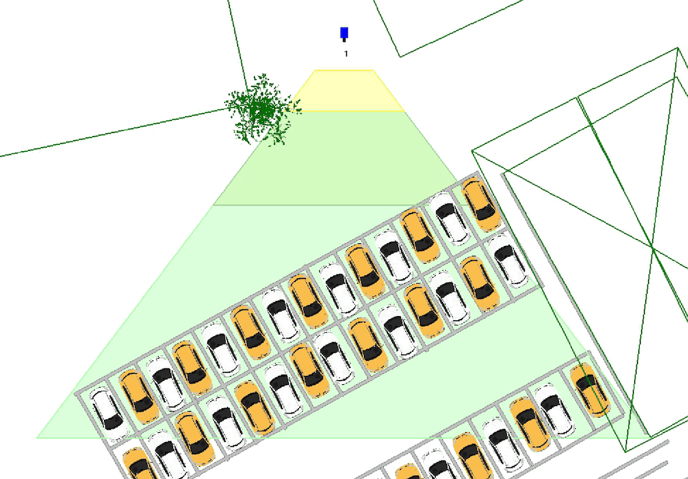 Bird-eye view of a Parquery camera simulation