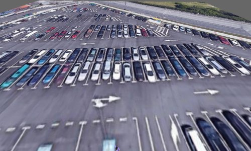 The simulation of the camera view shows which parking spots can be monitored.