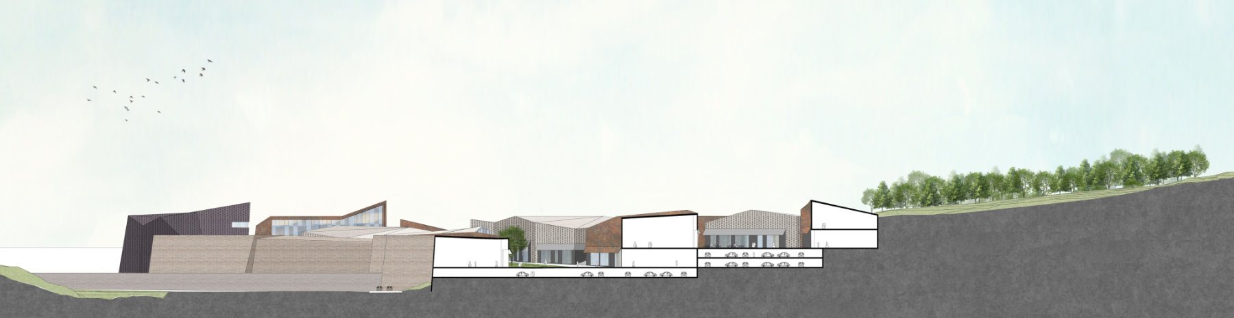 San Marino's parking lots follow the topography